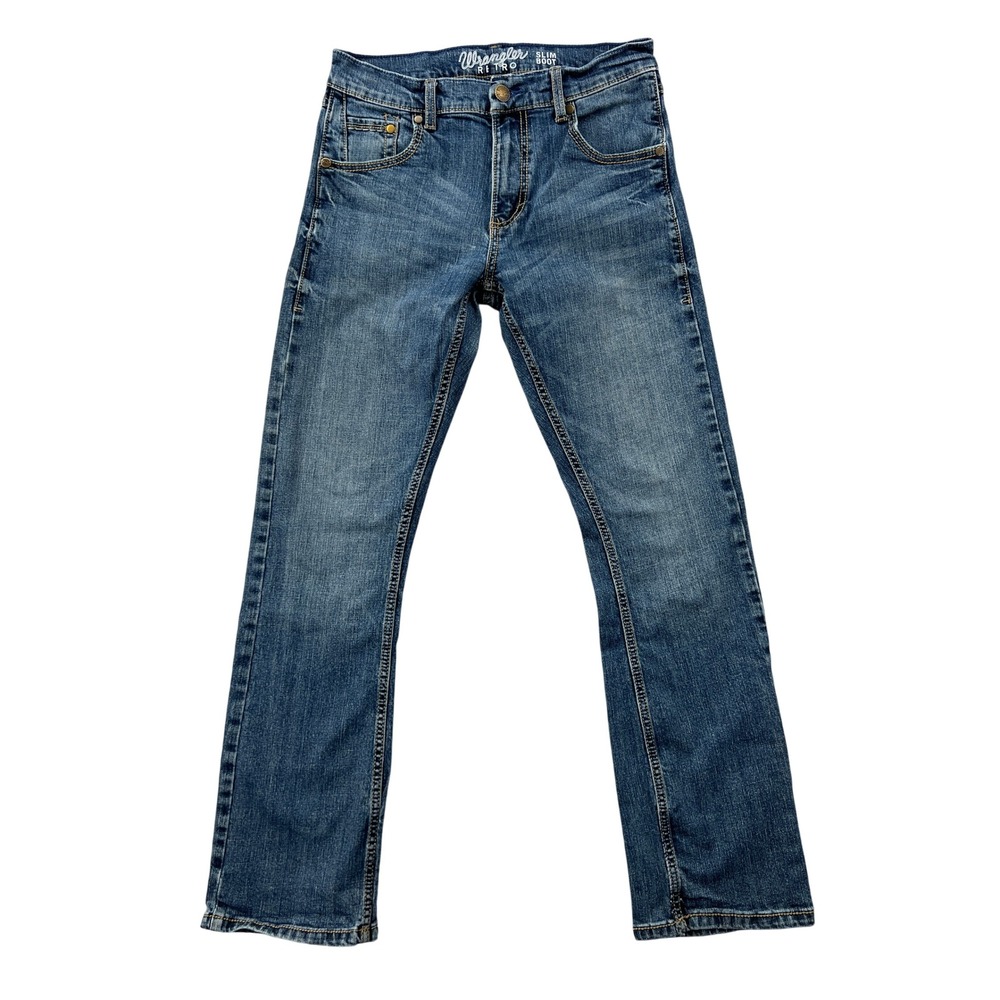 Wrangler Retro Slim Boot Jeans Men 30x30 Blue Denim WLT77LY Western Cowboy Work